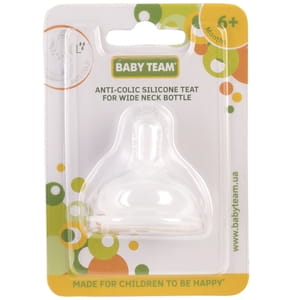 Соска силиконовая детская BABY TEAM (Беби Тим) артикул 2026 антиколиковая для бутылочек с широким горлом с 6 месяцев 1 шт