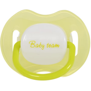 Пустышка силиконовая детская BABY TEAM (Беби Тим) артикул 3008 ортодонтическая с колпачком и кольцом что светится ночью 1 шт