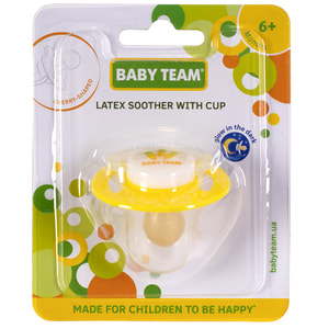 Пустушка латексна дитяча BABY TEAM (Беби Тим) артикул 3225 вишнеподібної форми з ковпачком та кільцем, що світиться вночі з 6 місяців 1 шт