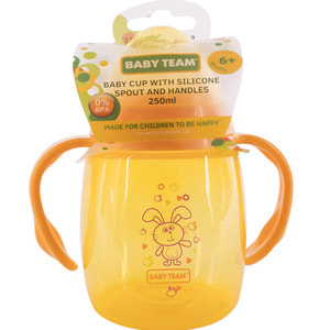 Поильник детский BABY TEAM (Беби Тим) артикул 5004 с силиконовым спаутом и ручками с 6 месяцев 250 мл