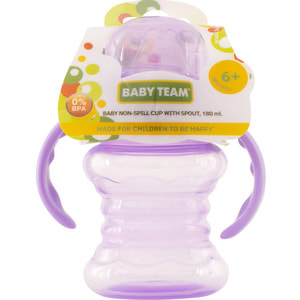 Поильник-непроливайка детский BABY TEAM (Беби Тим) артикул 5022 со спаутом и ручками с 6 месяцев 180 мл