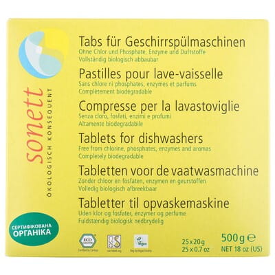 Таблетки для посудомоечных машин SONETT (Сонет) органические 25шт