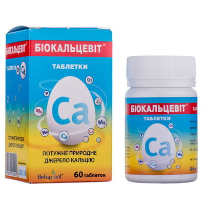 Біокальцевіт таблетки по 700 мг добавка дієтична кальційвмісна контейнер 60 шт