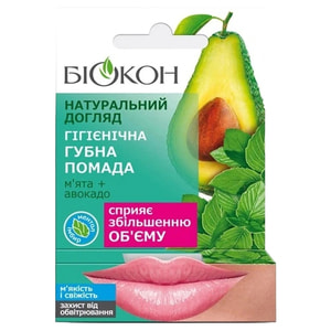 Помада губная гигиеническая БИОКОН Натуральный уход Мята и авокадо 4,6г
