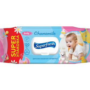 Серветки вологі дитячі SUPER FRESH (Супер фреш) з ромашкою 120 шт