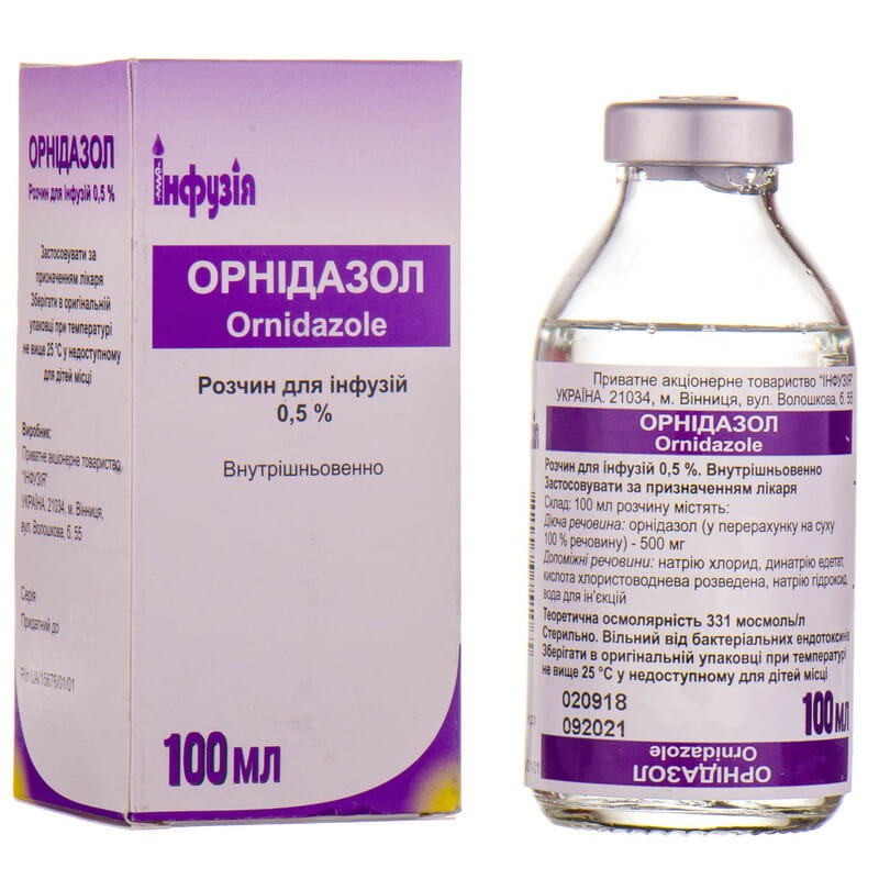 Орнидазол раствор для инфузий 0,5% бутылка 100 мл - ИНФУЗИЯ ЧАО .