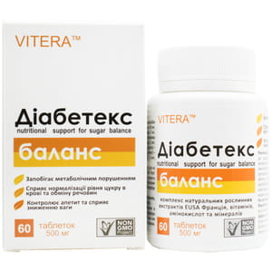 Диабетекс Баланс негормональный комплекс с сахароснижающим действием таблетки по 500 мг флакон 60 шт