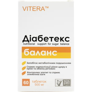 Диабетекс Баланс негормональный комплекс с сахароснижающим действием таблетки по 500 мг флакон 60 шт