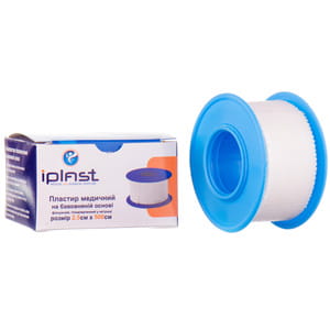Пластырь медицинский Iplast (Ай Пласт) на тканной хлопковой основа гипоаллергенный на катушке размер 2,5 см x 500 см 1 шт