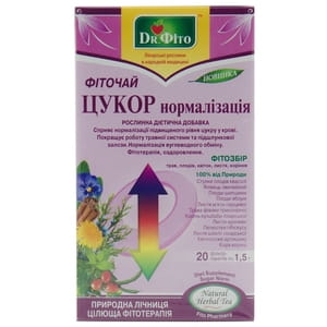 Фіточай ДОКТОР ФІТО Цукор нормалізація у фільтр-пакетах по 1,5 г 20 шт