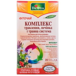 Фіточай ДОКТОР ФІТО Комплекс травлення, печінка і травна система у фільтр-пакетах по 1,5 г 20 шт