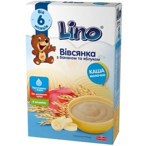Каша молочная детская LINO (Лино) овсянка с бананом и яблоком с 6 месяцев 190 г