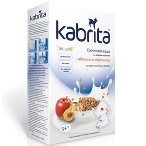 Каша молочная детская KABRITA (Кабрита) на основе козьего молока Гречневая с яблоком и абрикосом для детей с 5-ти месяцев 180 г