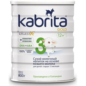 Напиток (смесь) сухой молочный KABRITA Gold 3 (Кабрита Голд 3) на основе козьего молока для детей с 12 месяцев 800 г