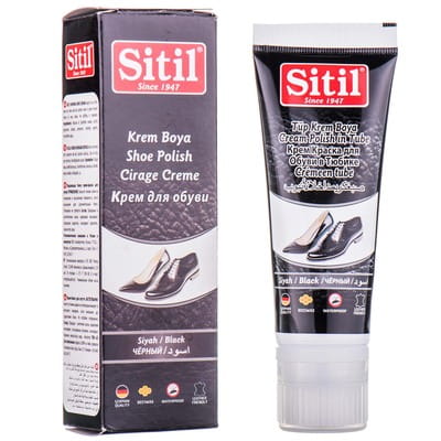 Крем-краска для обуви SITIL (Ситил) черная в тубе с губкой 75 мл
