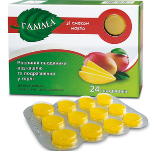 Леденцы растительные от кашля Гамма Манго 2 блистера по 12 шт