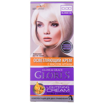 Крем осветляющий для волос GLORIS (Глорис) цвет 0.00 на 2 применения: осветляющий крем 25 мл + окислитель 25 мл + шампунь 15 мл + маска 15 мл