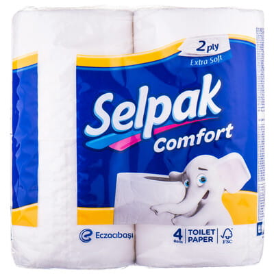 Туалетний папір SELPAK Comfort (Селпак комфорт) білий двошаровий 4 шт