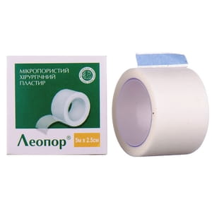 Пластир хірургічний Леопор мікропористий без катушки розмір 2,5см х 5м 1 шт