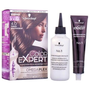 Крем-краска для волос COLOR EXPERT (Колор эксперт) цвет 4.0 Темно-каштановый