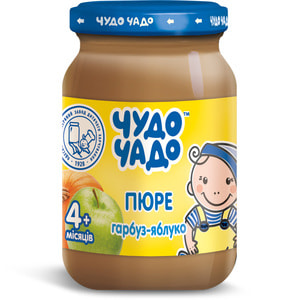 Пюре фруктово-овочеве дитяче ЧУДО-ЧАДО Гарбуз-яблуко з цукром з 4 місяців 170 г