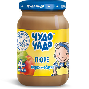 Пюре фруктове дитяче ЧУДО-ЧАДО Персик-яблуко з цукром з 4 місяців 170 г