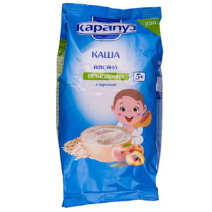 Каша безмолочна КАРАПУЗ Вівсяна з персиком для дітей з 5-ти місяців 250 г