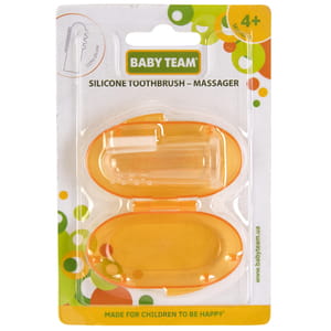 Зубная щетка-массажер детская BABY TEAM (Беби тим) артикул 7200 силиконовая с контейнером с 4-х месяцев