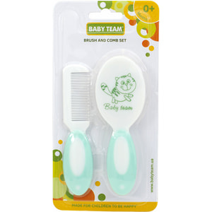 Набор детский расческа и щётка натуральная для волос BABY TEAM (Беби тим) артикул 7106 с рождения