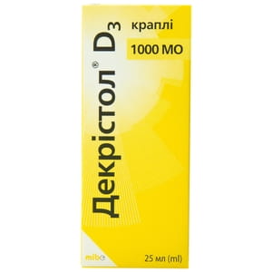 Декрістол Д3 краплі 1000 МО (вітамін Д3) для підтримки імунної системи та функцій кісток і м'язів флакон 25 мл