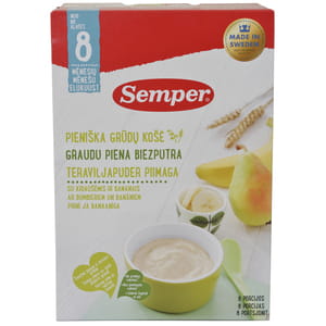 Каша молочная SEMPER (Семпер) Мультизлаковая с грушей и бананом растворимая с 8-ми месяцев 250 г