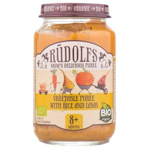 Пюре мясо-овощное детское RUDOLFS (Рудольфс) Овощи и рис с ягненком с 8-ми месяцев органическое 190 г