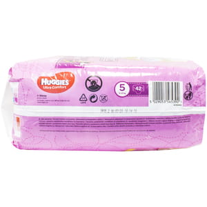 Подгузники для детей HUGGIES (Хаггис) Ultra Comfort (Ультра комфорт) 5 для девочек от 12 до 22 кг 42 шт