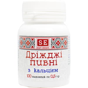 Дріжджі пивні з кальцієм таблетки по 0,5 г флакон 100 шт Фармаком