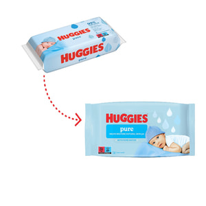 Салфетки влажные детские HUGGIES (Хаггис) Pure (Пьюр) 56 шт