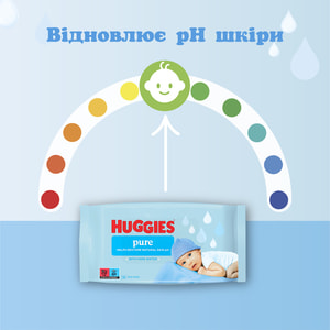 Салфетки влажные детские HUGGIES (Хаггис) Pure (Пьюр) 56 шт