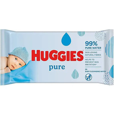Серветки вологі дитячі HUGGIES (Хагіс) Pure (Пьюр) 56 шт