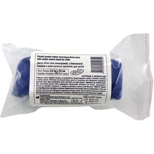 Джгут медичний кольоровий з бавовняної тканини з пластиковою пряжкою багаторазовий для дітей Brise plus (Брайс плюс) розмір 2,5 см x 35 см 1 шт