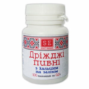Дріжджі пивні із залізом таблетки по 0,5 г флакон 100 шт Фармаком