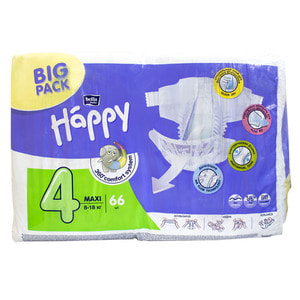 Подгузники для детей BELLA (Белла) Happy Baby Maxi 4 (Хеппи Беби макси) от 8 до 18 кг 66 шт NEW
