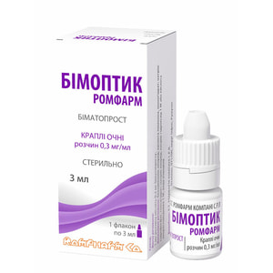 Бімоптик Ромфарм крап. очні р-н 0,3мг/мл фл. 3мл №1