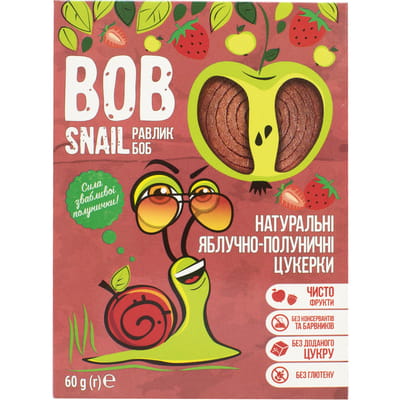 Цукерки дитячі натуральні Bob Snail (Боб Снеіл) Равлик Боб яблучно-полуничні 60 г