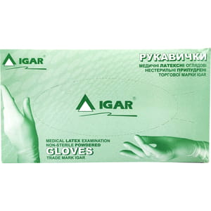 Перчатки смотровые латексные нестерильные припудренные Игар размер L (8-9) 1 пара