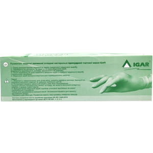 Перчатки смотровые латексные нестерильные припудренные Игар размер S (6-7) 1 пара