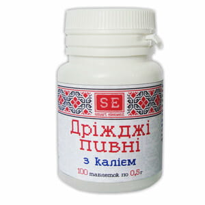 Дрожжи пивные с калием таблетки по 0,5 г флакон 100 шт Фармаком