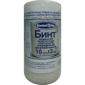Бинт еластичний медичний середньої розтяжності розмір 10см х 2м Білосніжка