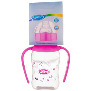 Бутылочка LINDO (Линдо) артикул LI 146 выгнутая с ручками и силиконовой соской 125 мл