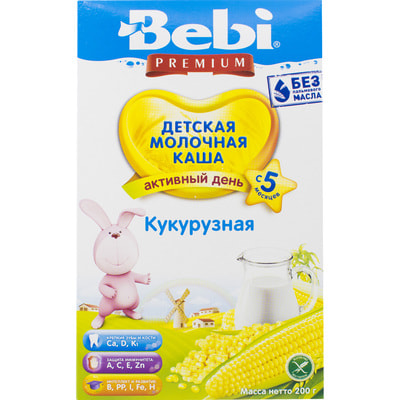Каша молочная детская KOLINSKA BEBI (Колинска беби) Премиум Кукурузная для детей с 5-ти месяцев 200 г