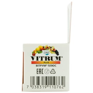 Витрум Плюс таблетки покрытые оболочкой с витамином С, витамином Д3 и цинком флакон 30 шт