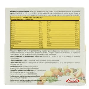 Витрум Плюс таблетки покрытые оболочкой с витамином С, витамином Д3 и цинком флакон 30 шт